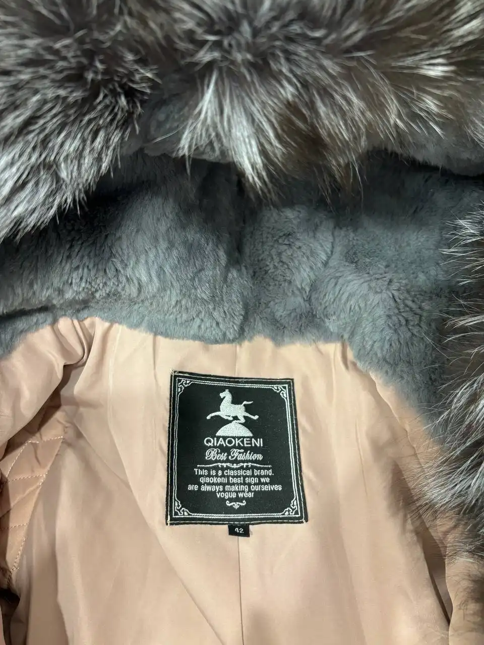 Парка из меха чернобурки и кролика 42-44