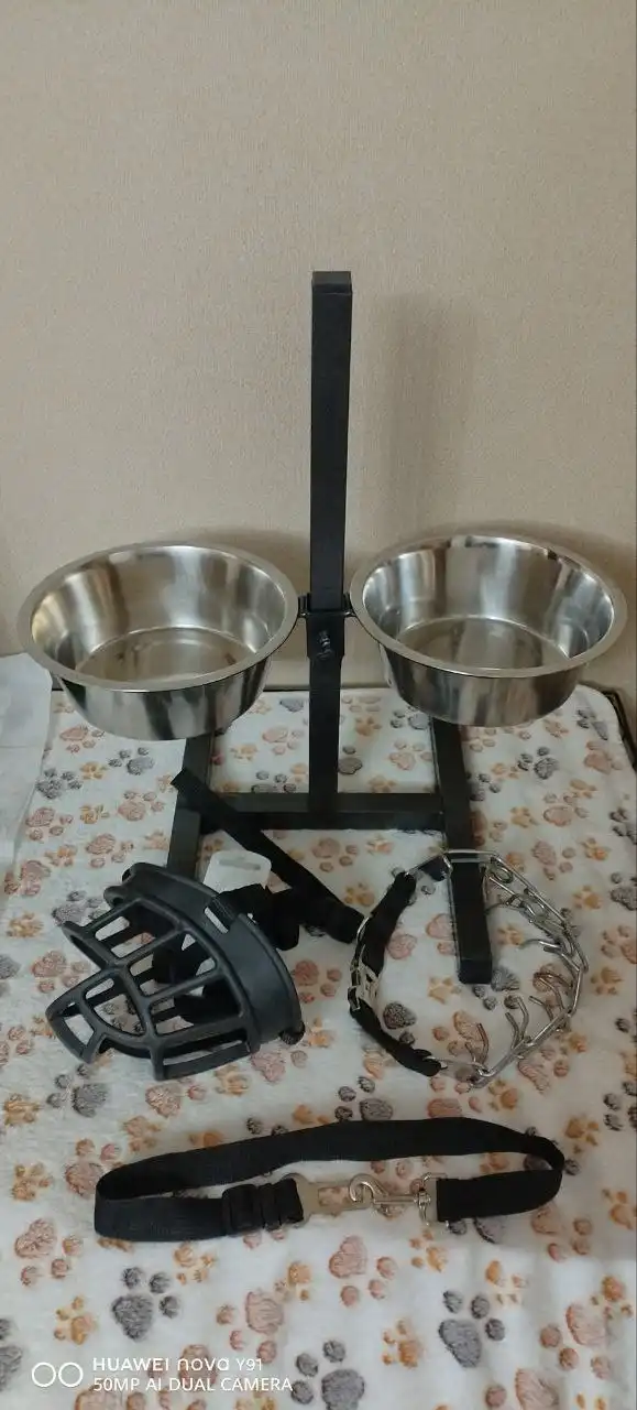 Комплект товаров для собак: миски, ошейник, ремень безопасности, намордник - Товары для животных (Барахолка) в Нижневартовск