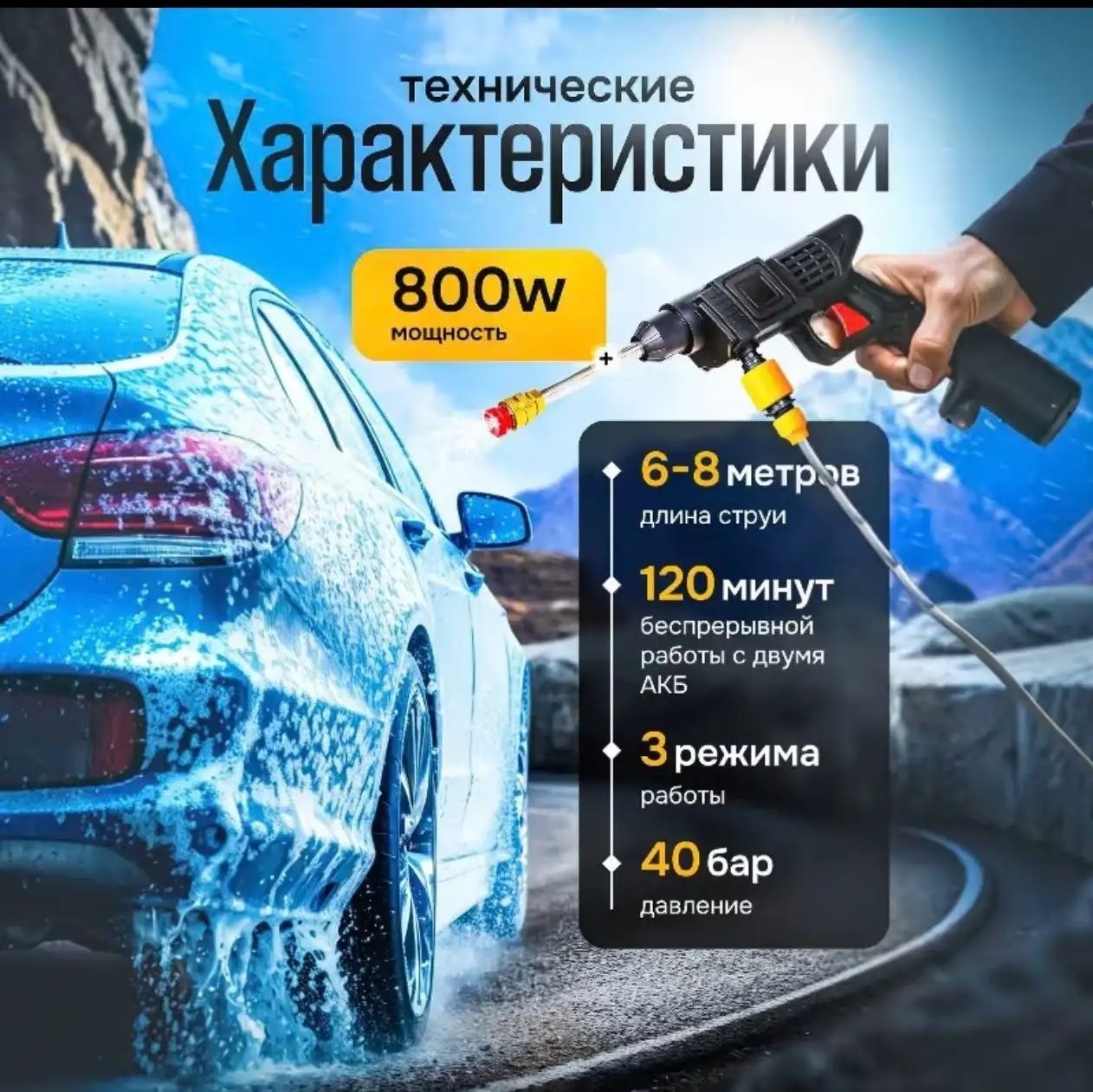 Портативная мойка высокого давления 30 бар аккумуляторная - Электроника в Неизвестно