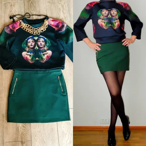 Темно-зелёная юбка - Одежда в Химки