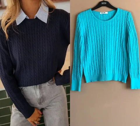 Хлопковый бирюзовый джемпер win&wool - Одежда в Химки