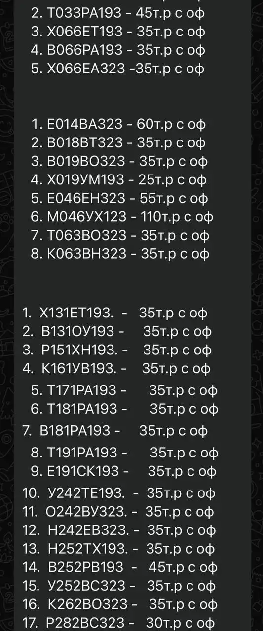 Продажа госномеров (123 шт.) - В009РА193, Х066ЕТ193 - Регистрационные номера (Госномера) в Краснодар
