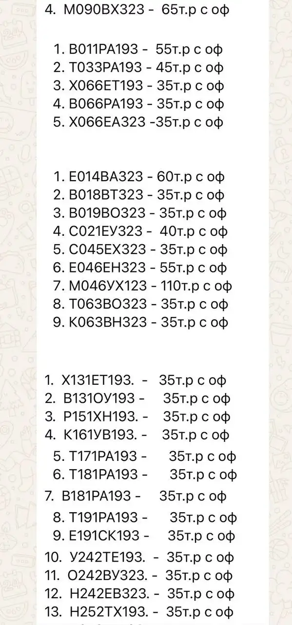 Продажа госномеров (119 шт.) - В616УА23, У282УМ193 - Номера (Госномера) в Краснодар