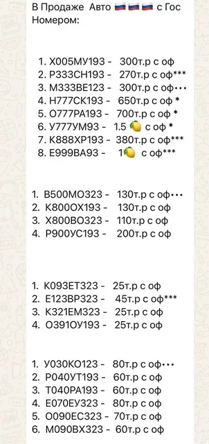 Продажа номеров Краснодар Сочи - Авто в Неизвестно