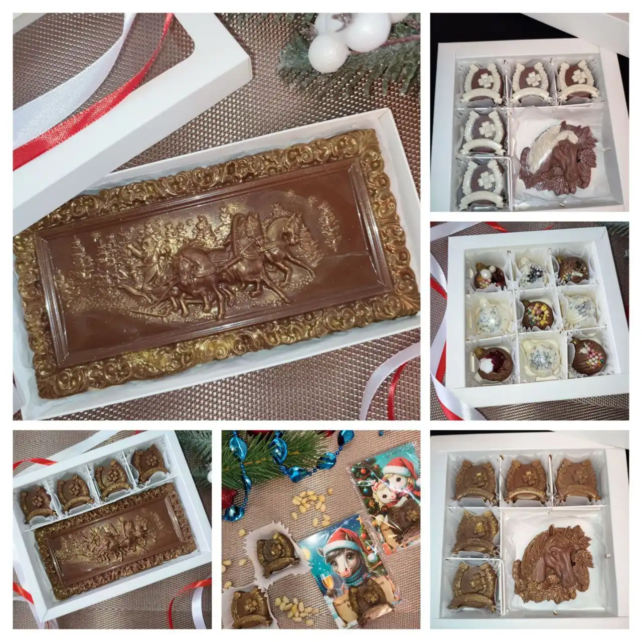 Новогодние композиции, ёлки, шоколад и декор