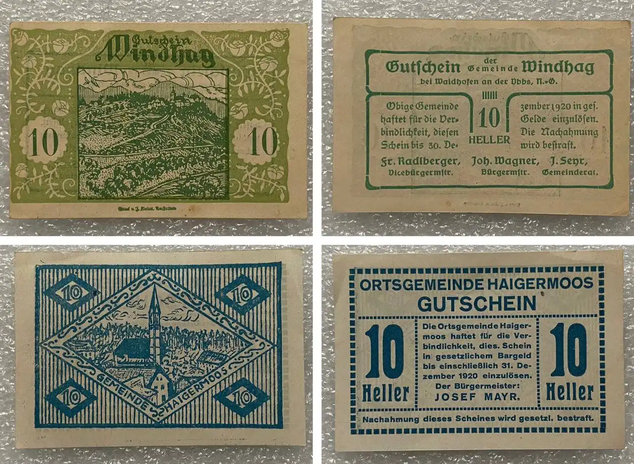 Банкноты Австрии и Германии нотгельды