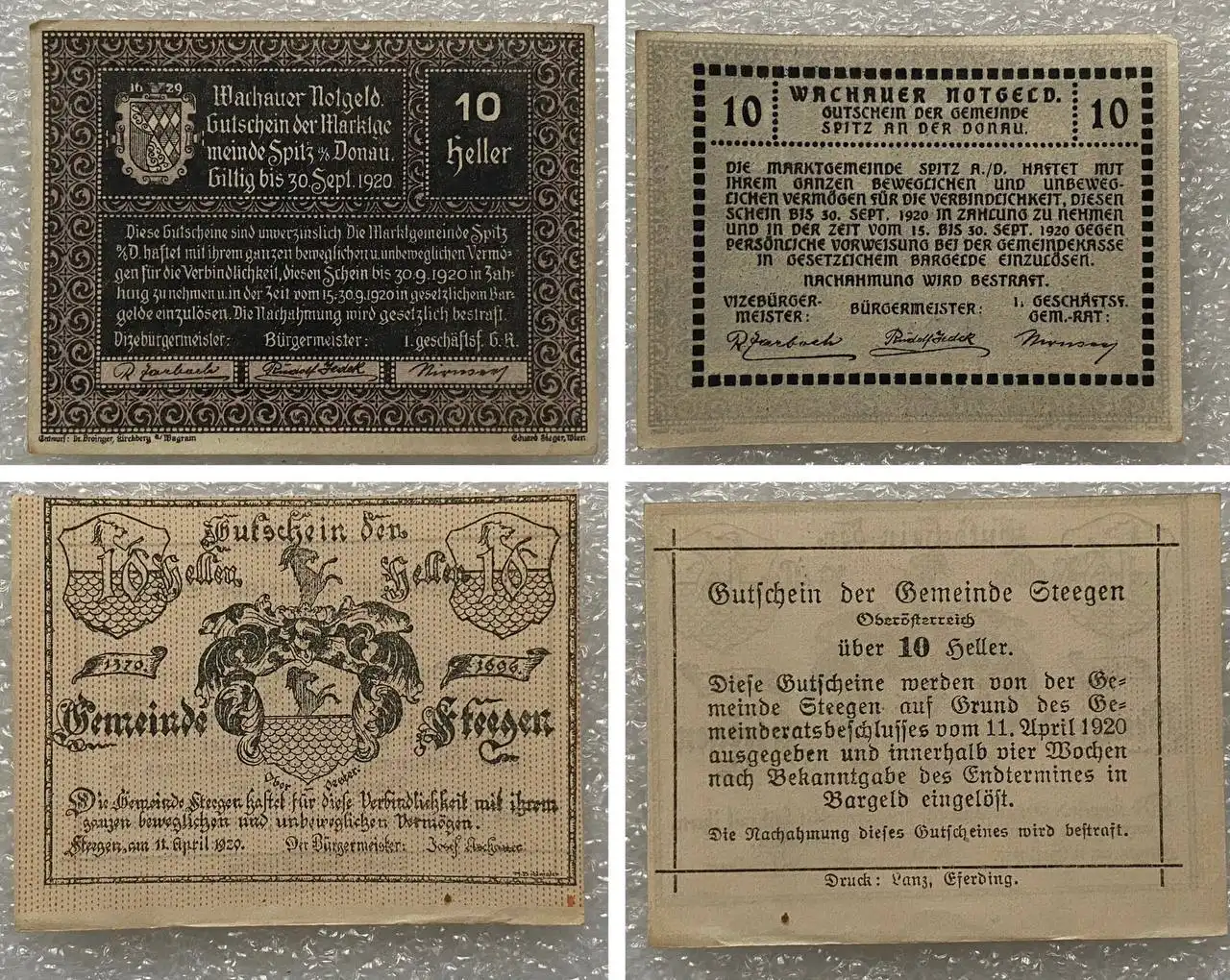 Банкноты Австрии и Германии нотгельды