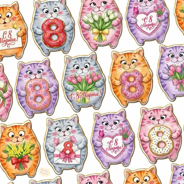 Пряничные котики к 23 февраля и 8 марта - Съедобные подарки в Екатеринбург