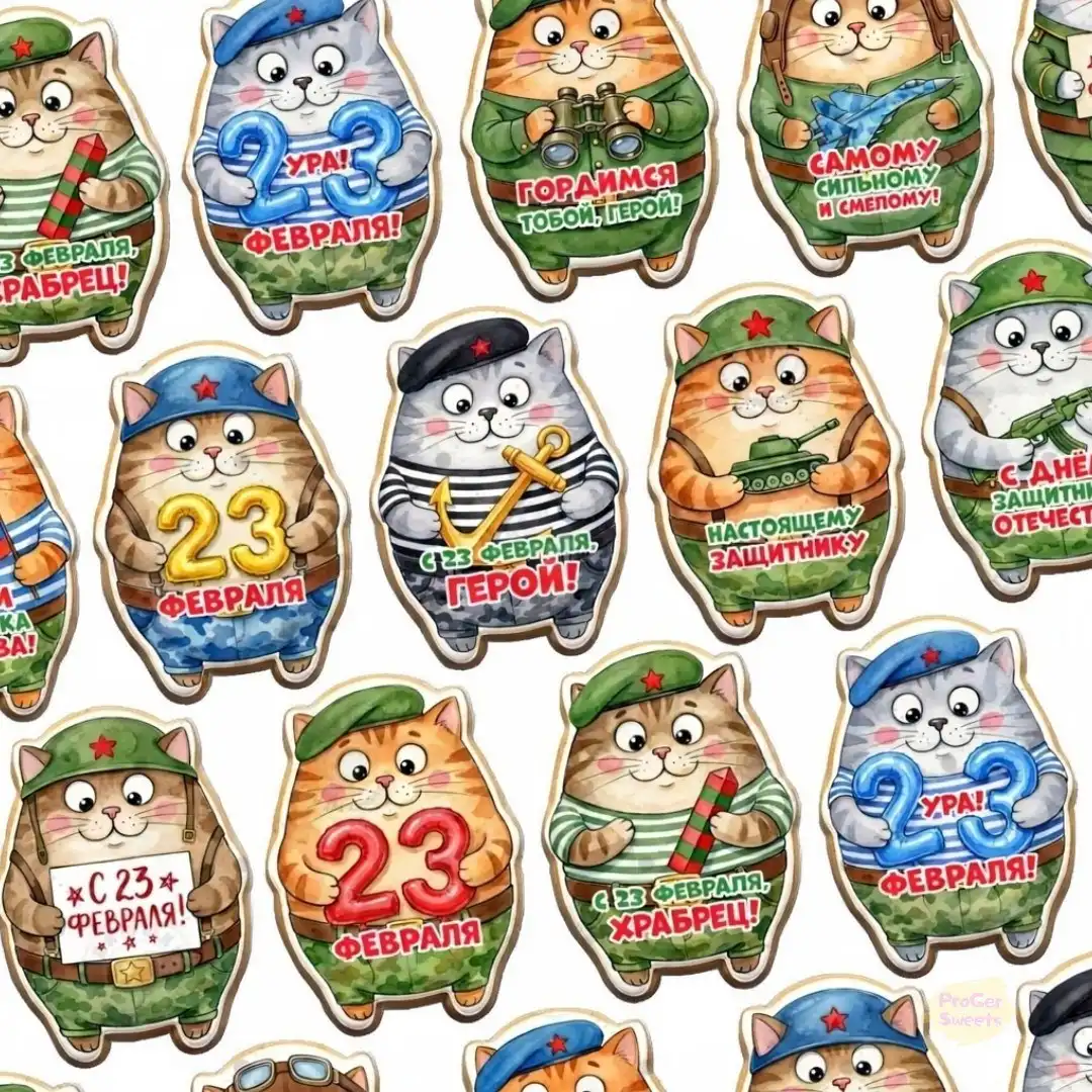 Пряничные котики к 23 февраля и 8 марта - Съедобные подарки (Барахолка) в Екатеринбург