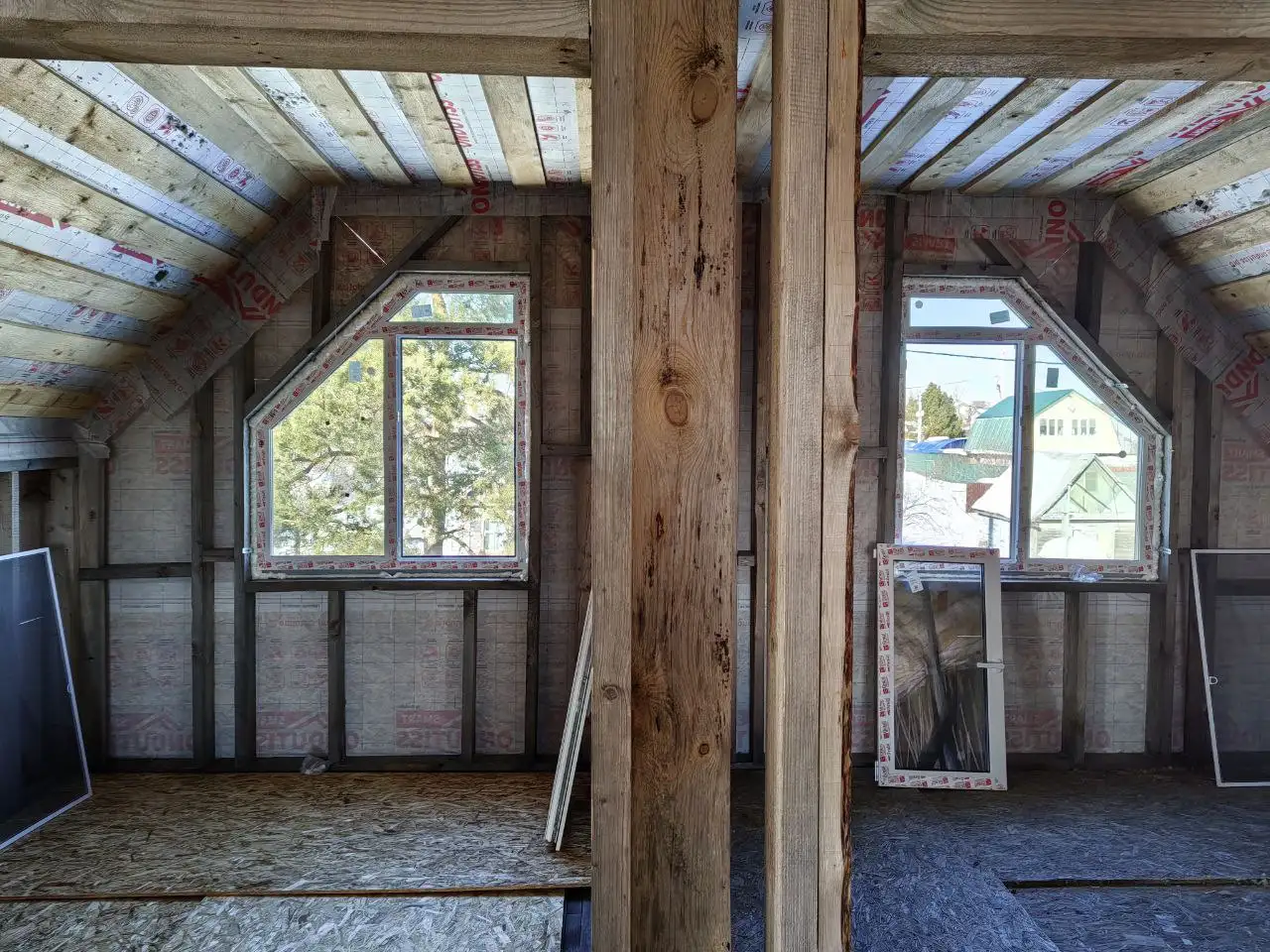 Остекление каркасного дома с нестандартными окнами - Остекление (Услуги) в Самарская область