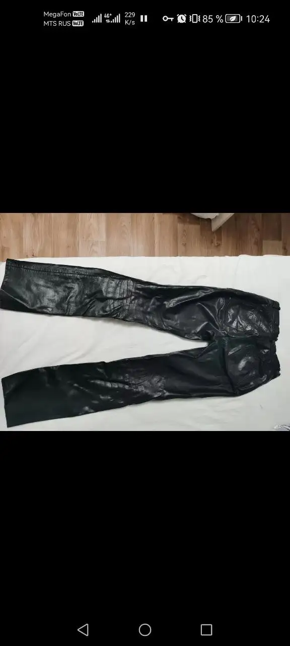 Кожаные брюки по модели джинс на подкладке - Брюки (Одежда) в Самарская область