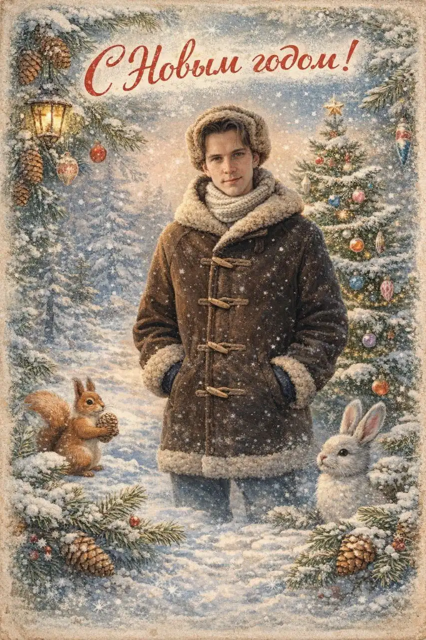 Новогодний подарок - персонализированная карточка с фотографией