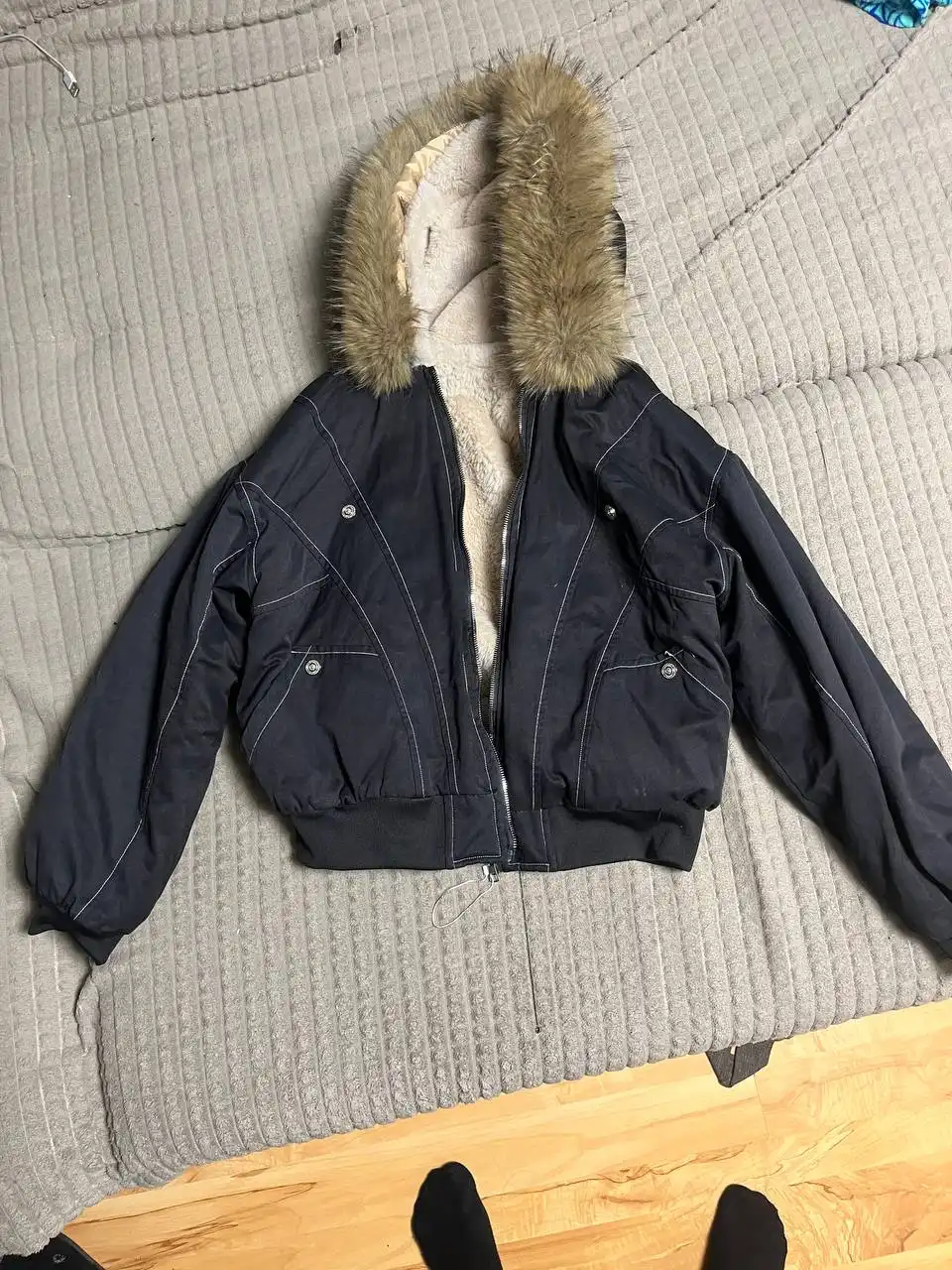 Новый бомбер с мехом для роста 160-180 см