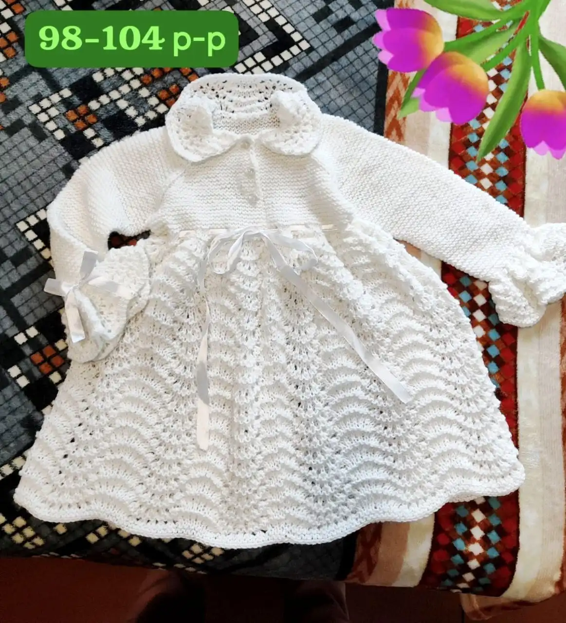 Платьице для маленькой принцессы из гипоаллергенной пряжи