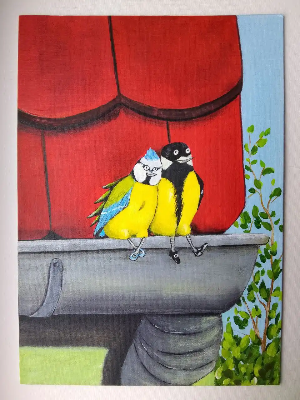 Картина Птички на холсте 25×35 см