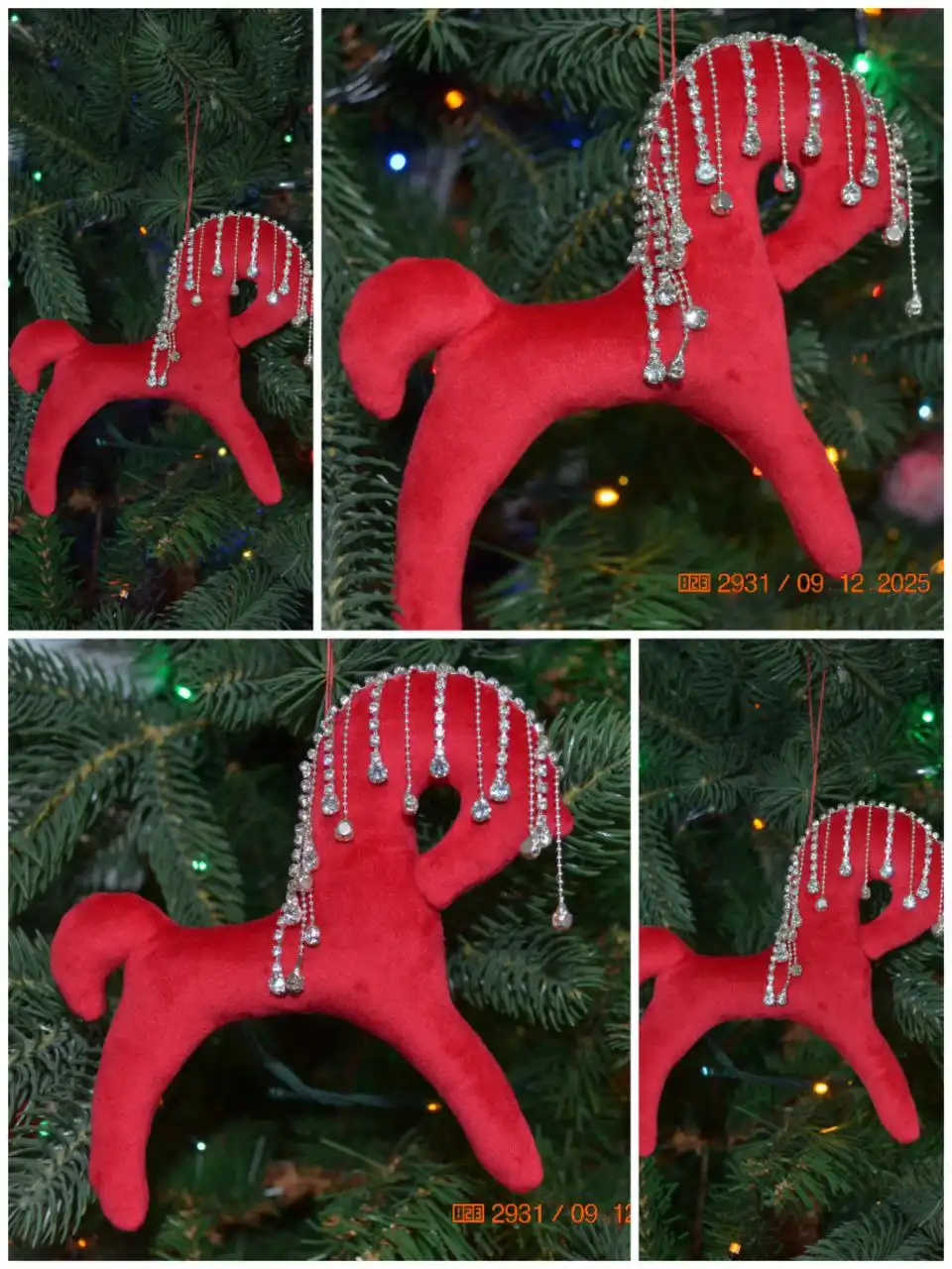 Лошадка из бархата со стразами 15х15 см