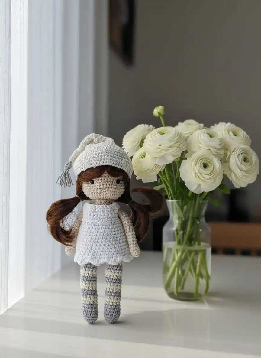 Вязаная кукла ручной работы