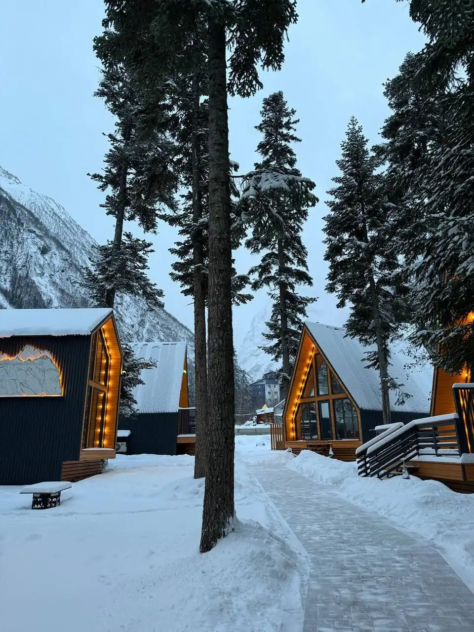 Аренда атмосферных домиков в Домбае на Новый год 2026