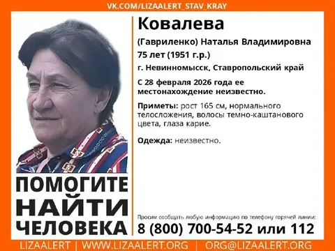 Поиск пропавшей Натальи Владимировны Ковалевой (Гавриленко) - частное объявление в Невинномысск