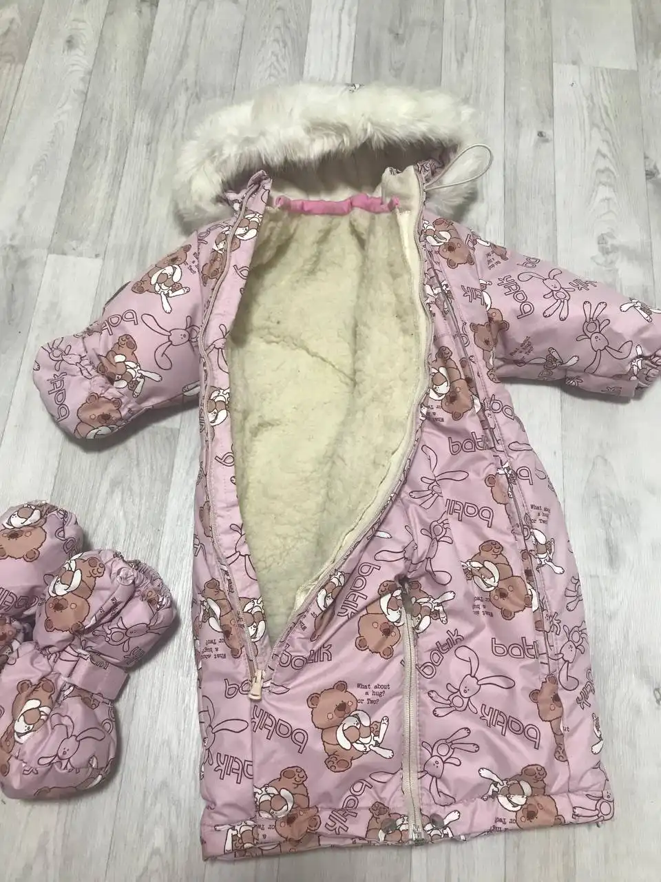 Детский комбинезон-трансформер розовый зима/осень