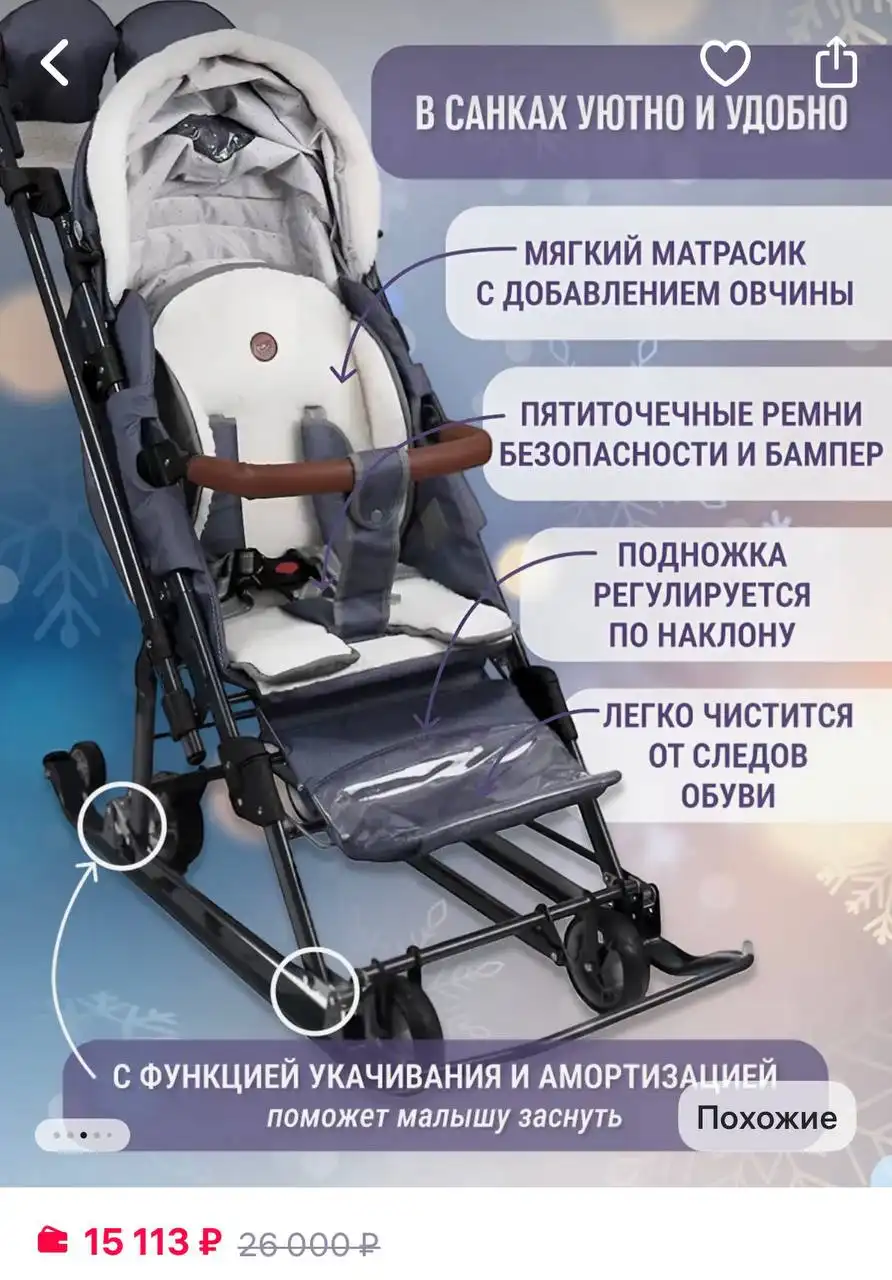 Зимняя коляска-санки в хорошем состоянии - Коляски (Товары для детей) в Щелково