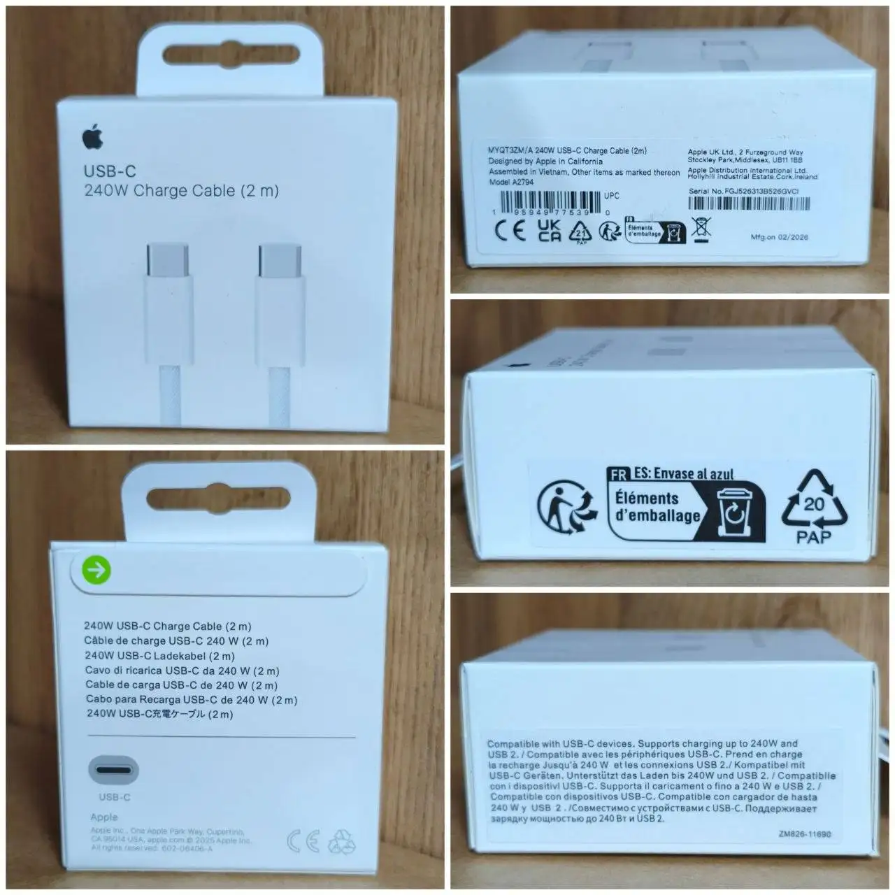 Кабеля Apple USB-C 240W 2м Оригинал - Кабели и адаптеры (Электроника) в Краснодар