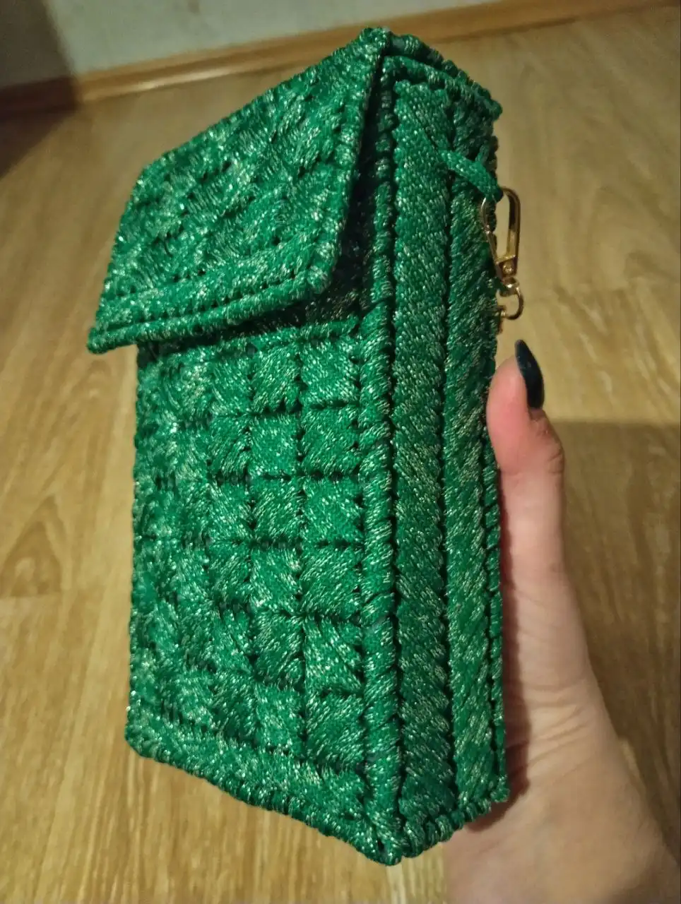 Сумка ручной работы зеленого цвета с золотым люрексом - Барахолка в Самара