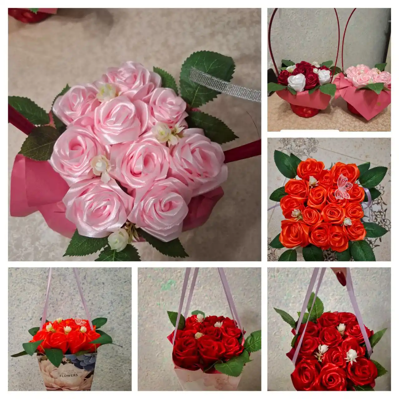 Розы из атласных лент на заказ