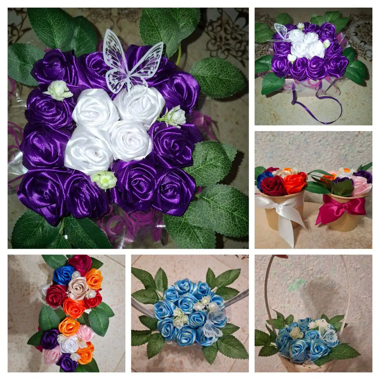 Розы из атласных лент на заказ