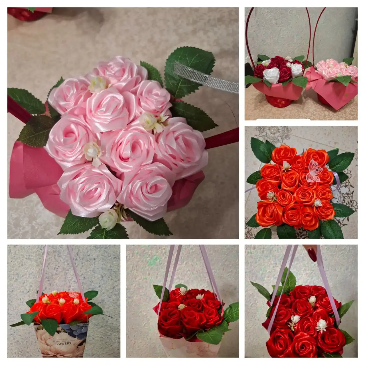 Розы из атласных лент на заказ