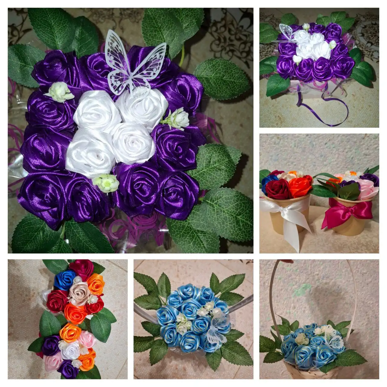 Розы из атласных лент на заказ