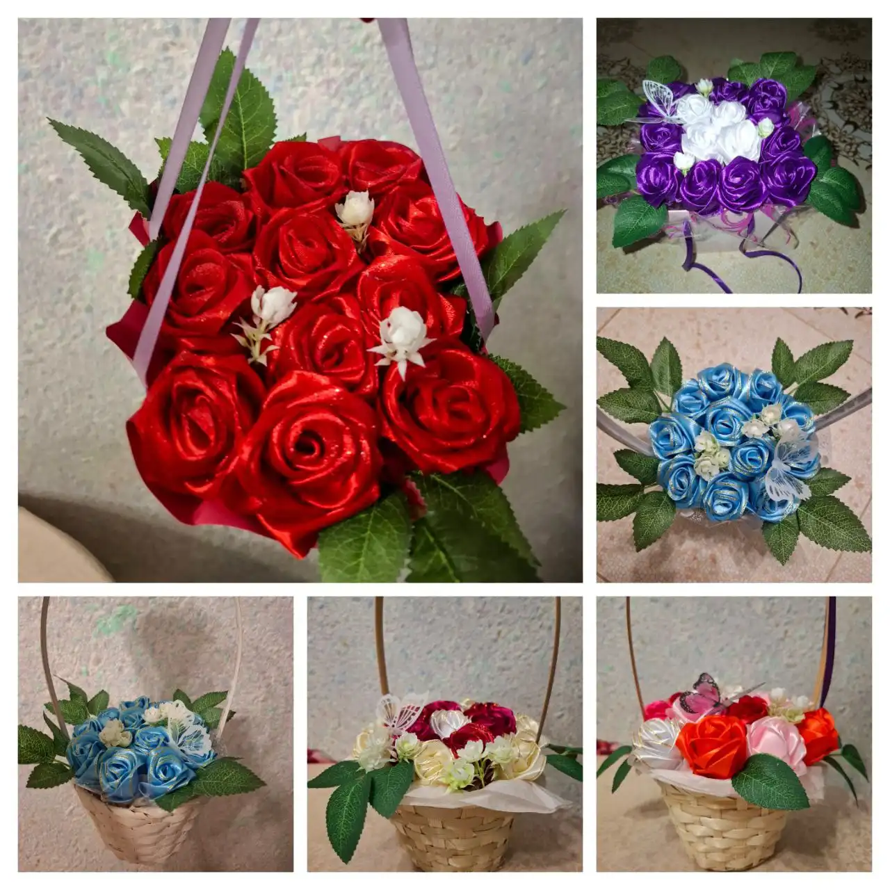 Розы из атласных лент ручной работы