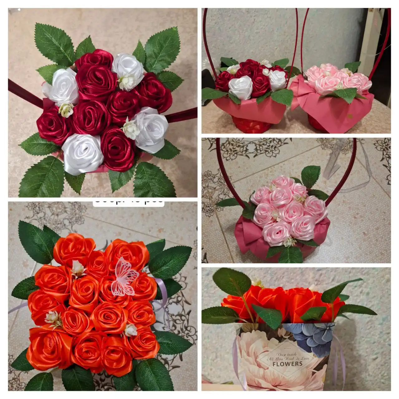 Розы из атласных лент ручной работы