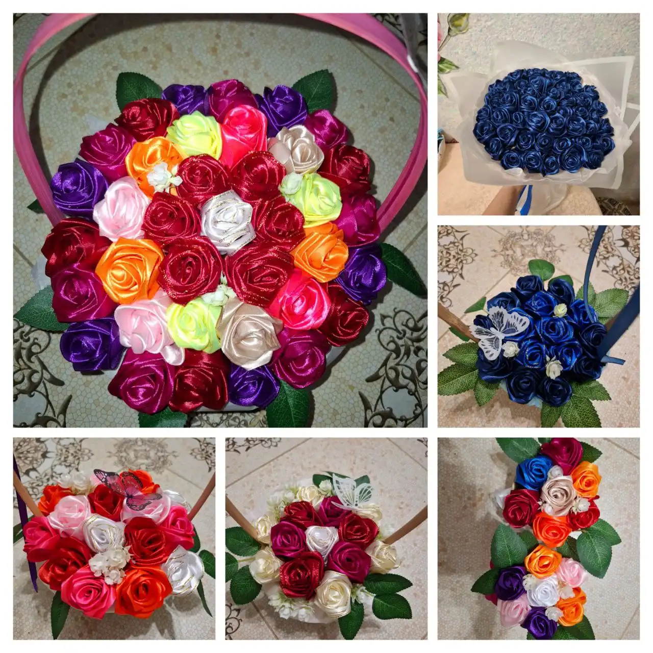 Розы из атласных лент ручной работы
