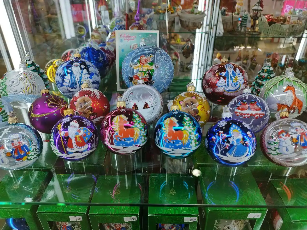 Стеклянные и ватные ёлочные игрушки ручной работы