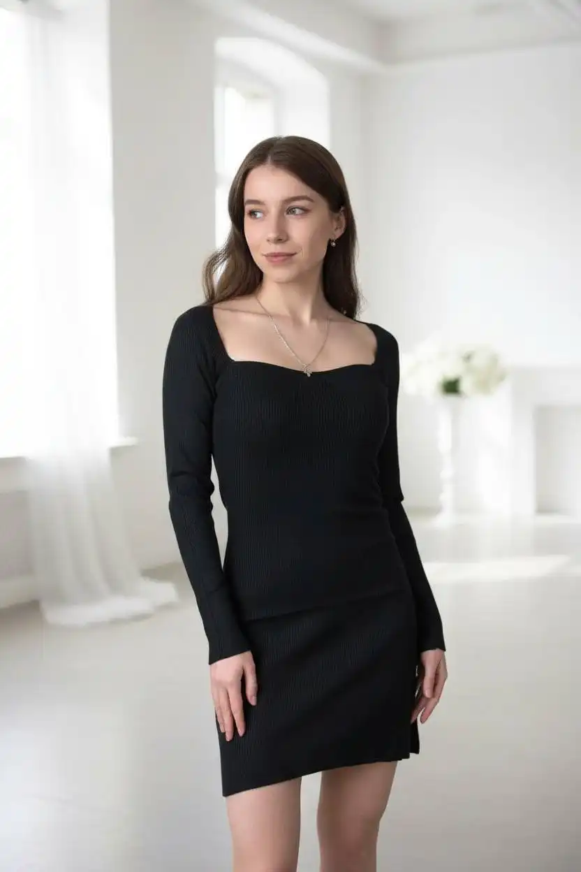 Черное платье-лапша размер 42