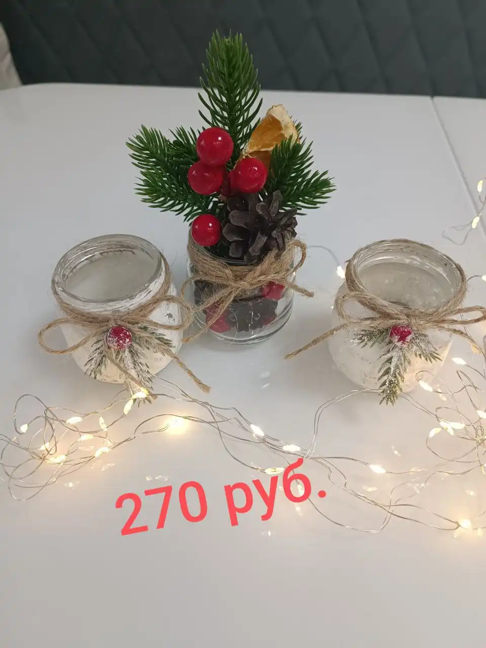 Продажа новогодних венков, подсвечников, ёлок ручной работы