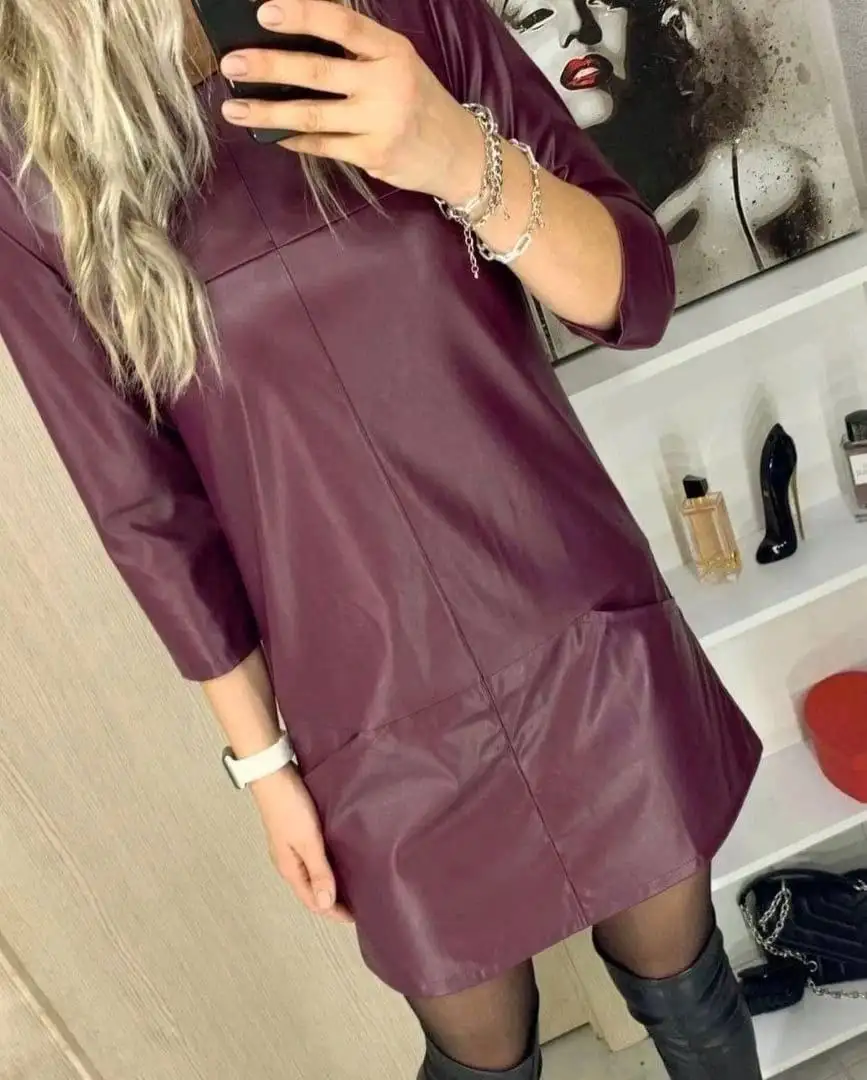 Платье из эко-кожи бордовое размер 48-50 - Платья (Одежда) в Чебоксары