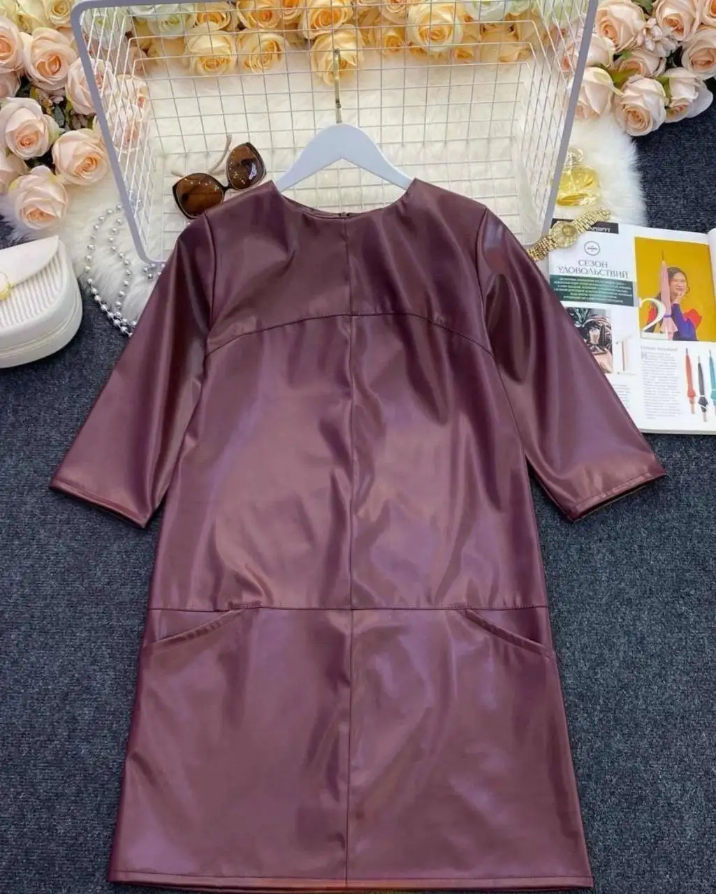 Платье из эко-кожи бордовое размер 48-50 - Платья (Одежда) в Чебоксары