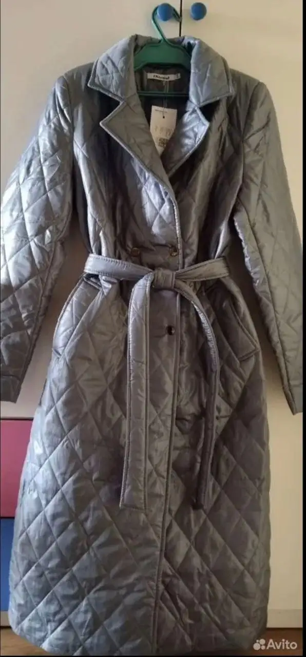 Серо-голубая куртка с разрезом и поясом - Верхняя одежда (Одежда) в Чебоксары