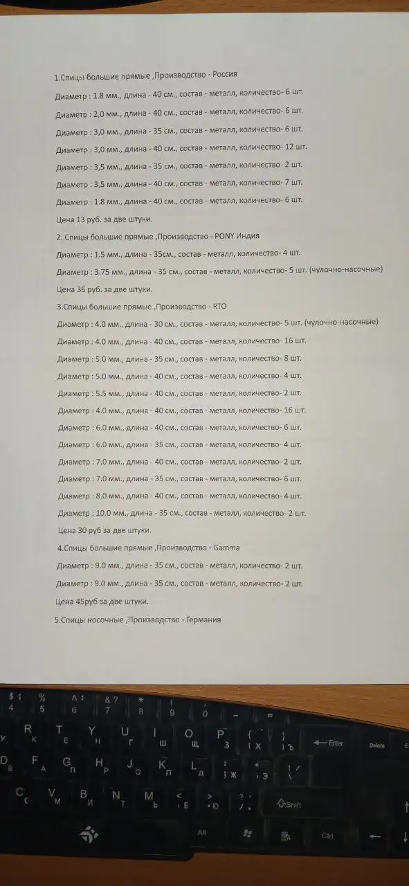 Продажа пряжи и инструментов для вязания