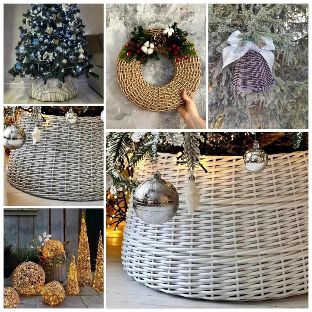 Новогодний декор из искусственного ротанга