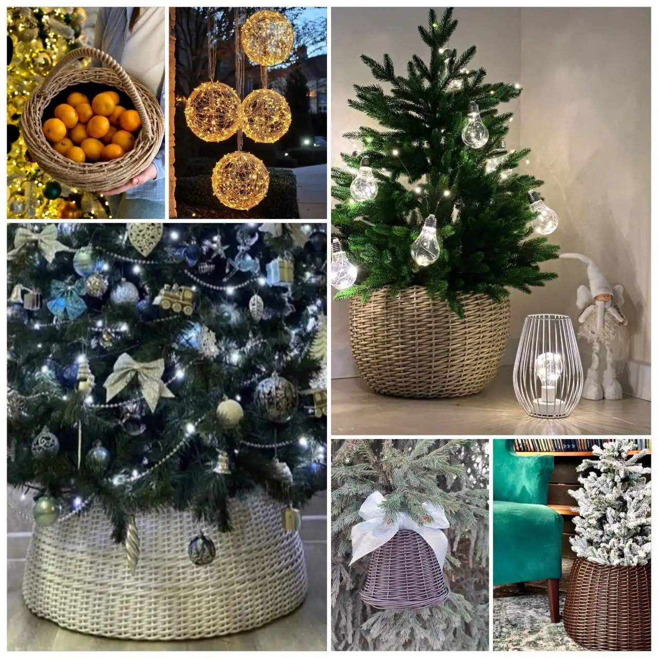 Новогодний декор из искусственного ротанга