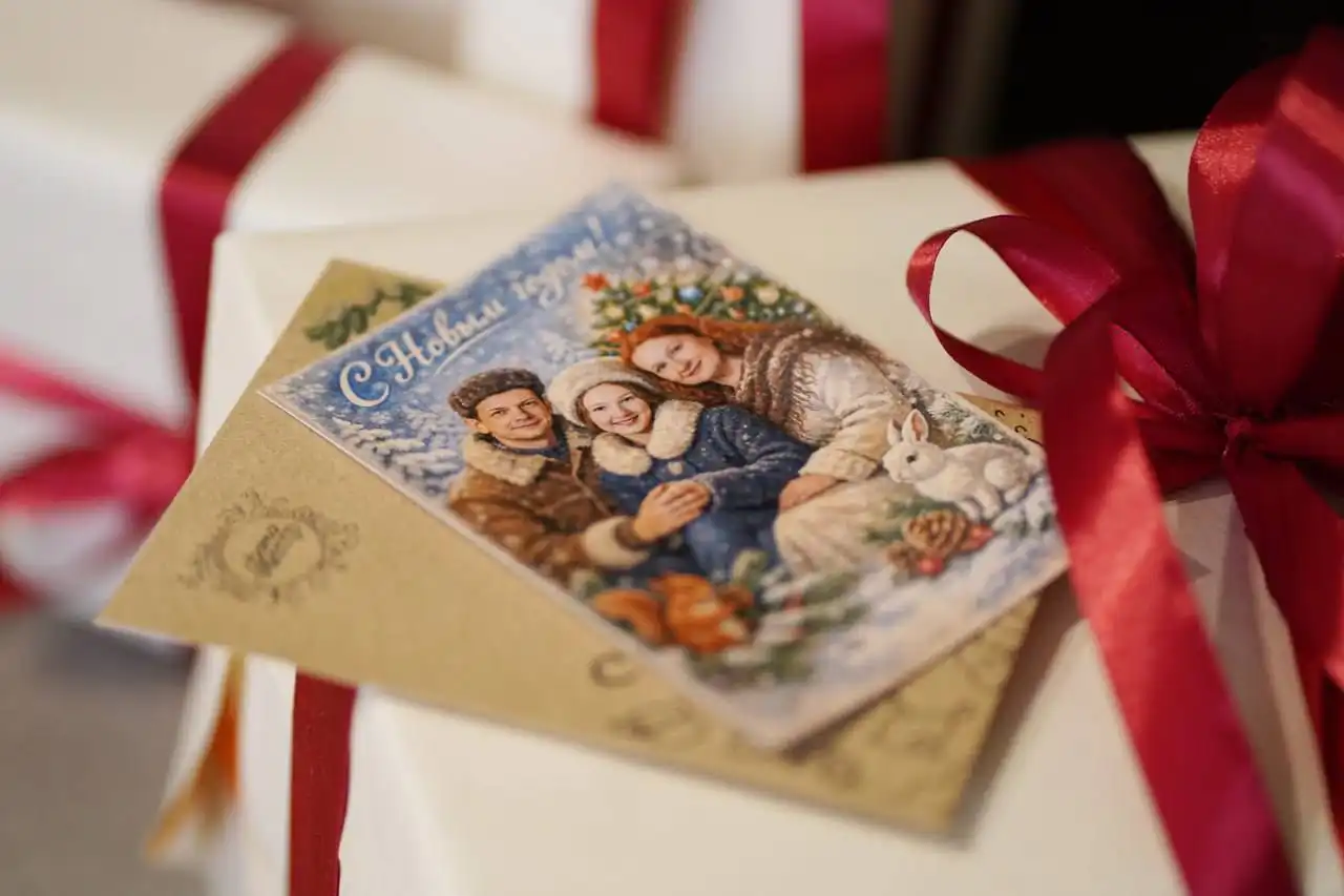 Новогодняя открытка в ретро-стиле СССР