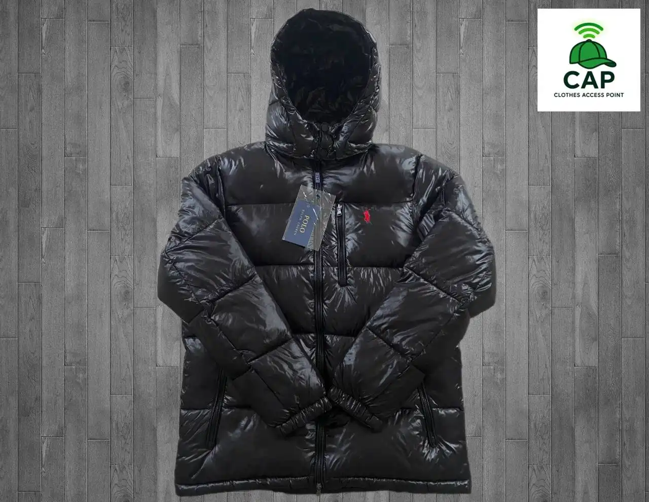 Зимний пуховик Polo черный глянцевый - Верхняя одежда (Одежда) в Владивосток
