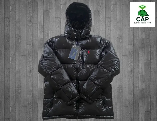 Зимний пуховик Polo черный глянцевый - Куртки в Владивосток