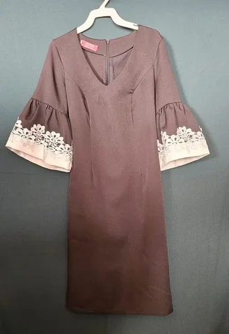 Стильное черное платье с кружевным рукавом - Одежда в Владивосток