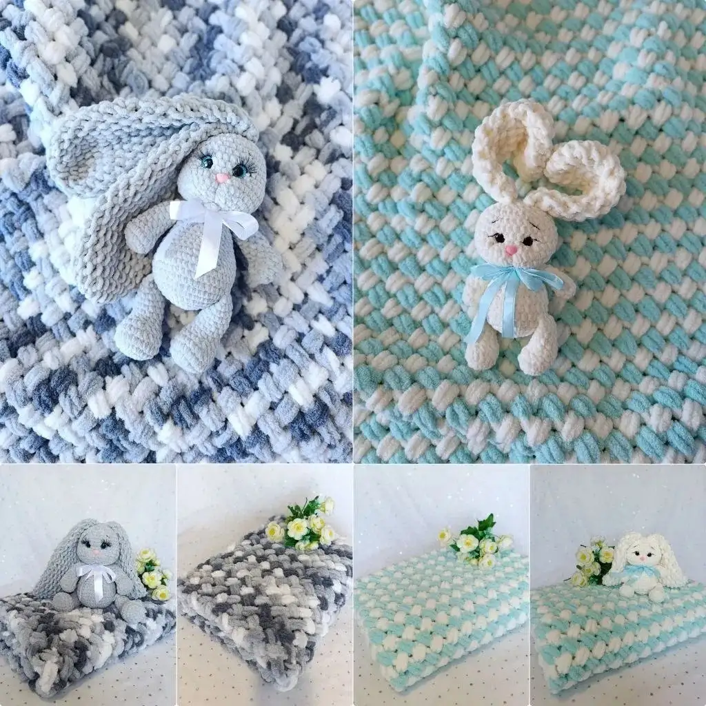 Продам вязаные плюшевые пледики для малышей ручной работы - Пледы и одеяла (Товары для детей) в Хабаровск