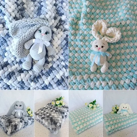 Продам вязаные плюшевые пледики для малышей ручной работы - Детские качели/шезлонги в Хабаровск