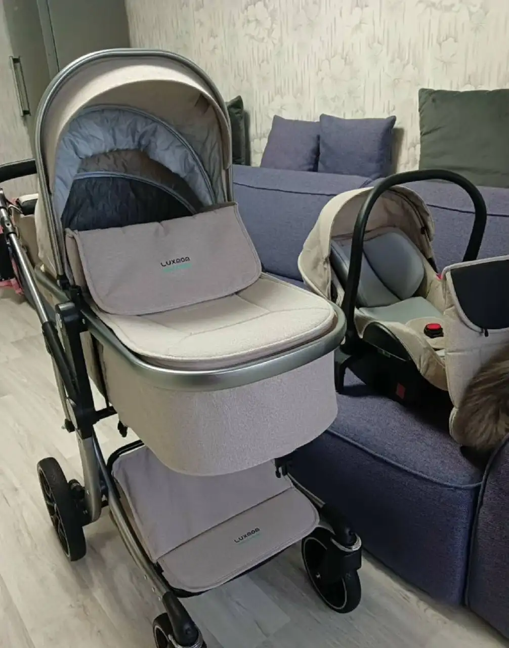 Коляска Luxmom 3 в 1 бежевая - Коляски (Товары для детей) в Владивосток